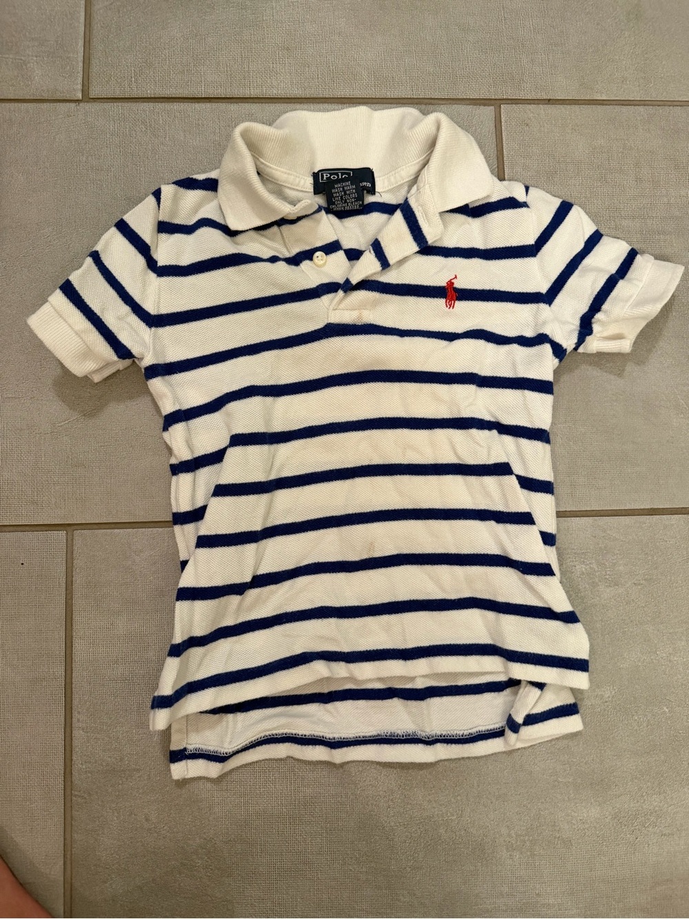 Polo Ralph Lauren white polo with blue stripes red horse size 3T